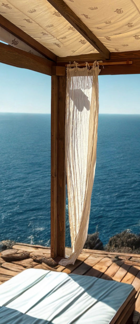 Cotton Beige Crinkle Sheer 40”w x 82”l drapes with 2 26” Curtain Rods (2 Drapes) CDR2