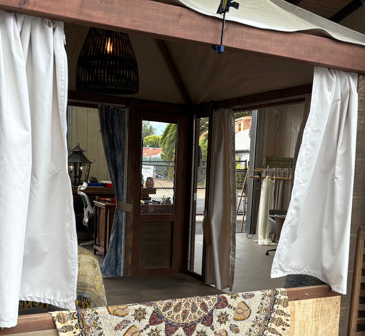 80” Sand Fabric Siding Window Curtains Kit K50