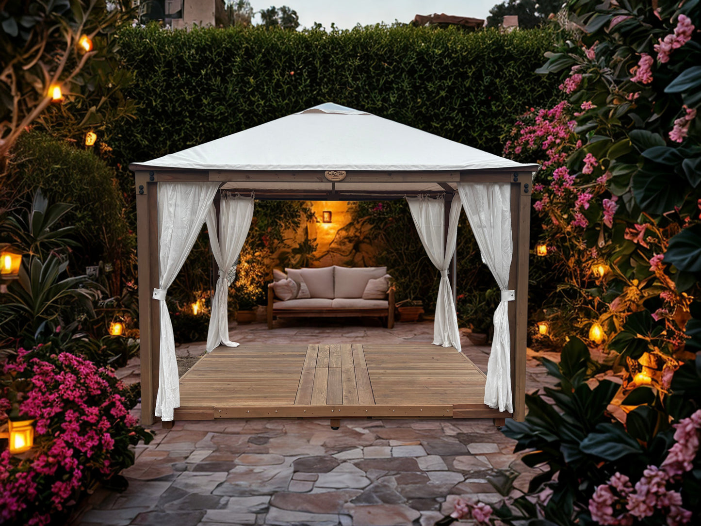 8'x10' Sky Cazita with Sheer Curtains
