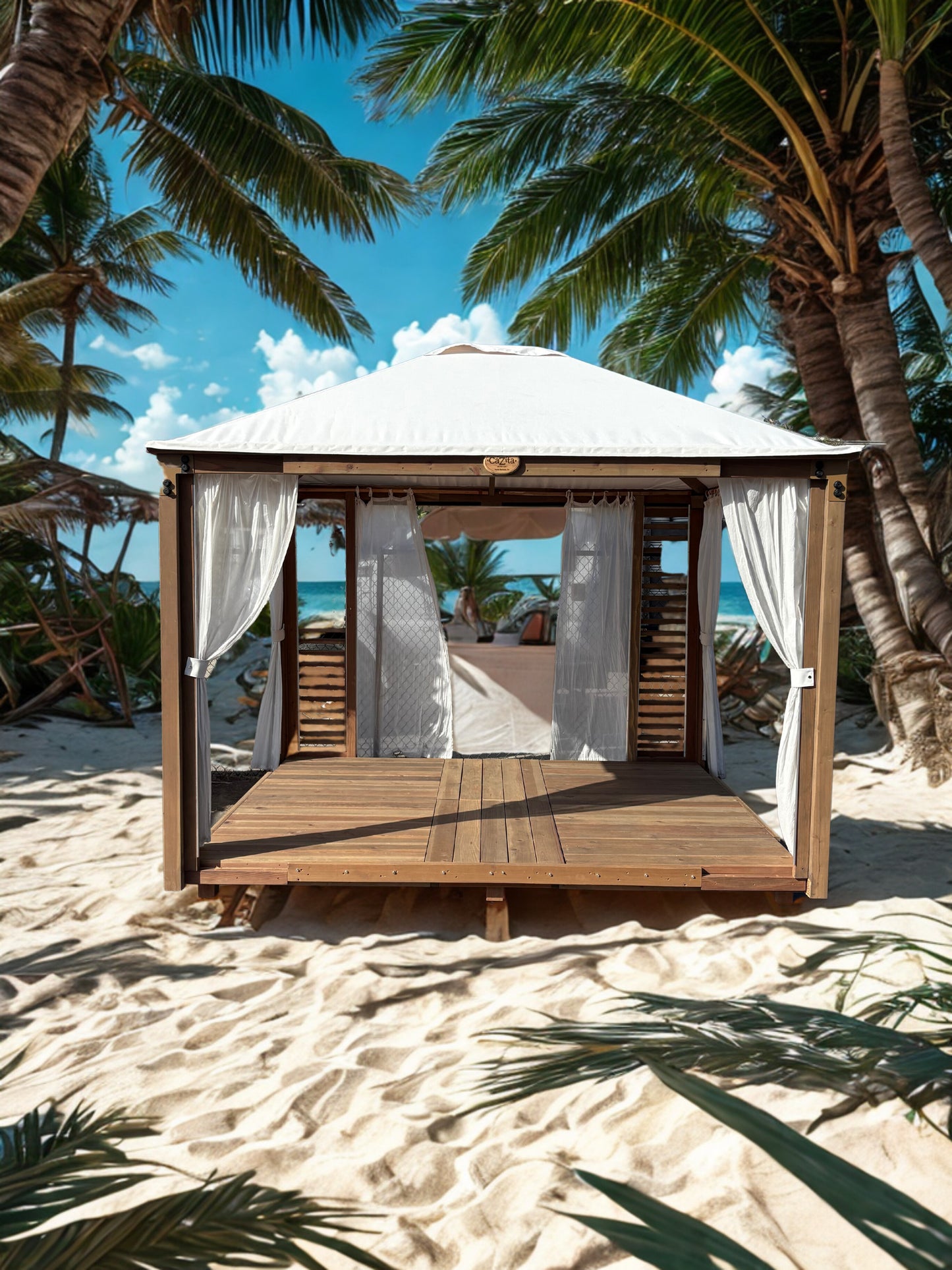 8'x10' Sky Cazita with Sheer Curtains