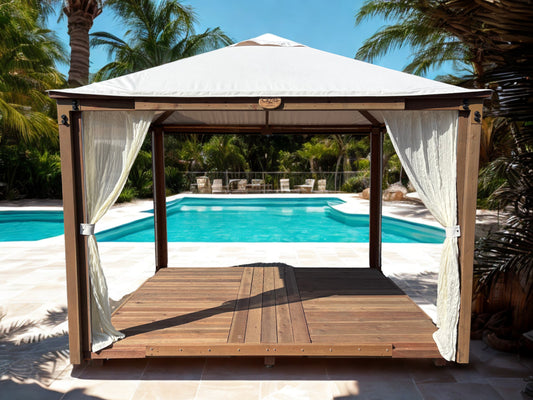 8'x10' Sky Cazita with Sheer Curtains