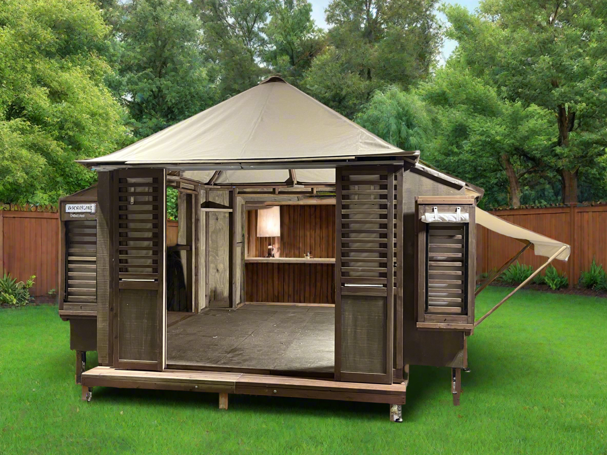 10'x10' Island Cazita - Canvas Top -  3 Pop Outs - Redwood Doors and Windows (IC104)