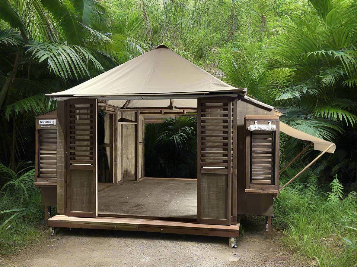 10'x10' Island Cazita - Canvas Top -  3 Pop Outs - Redwood Doors and Windows (IC104)