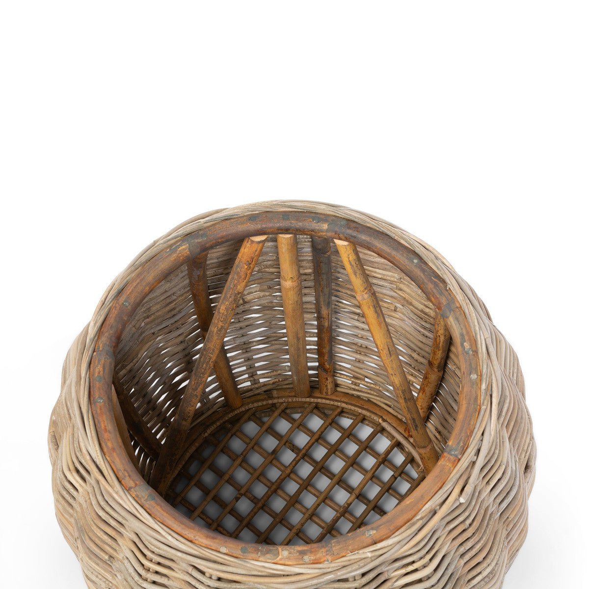 Rattan Side Table with Wood Top