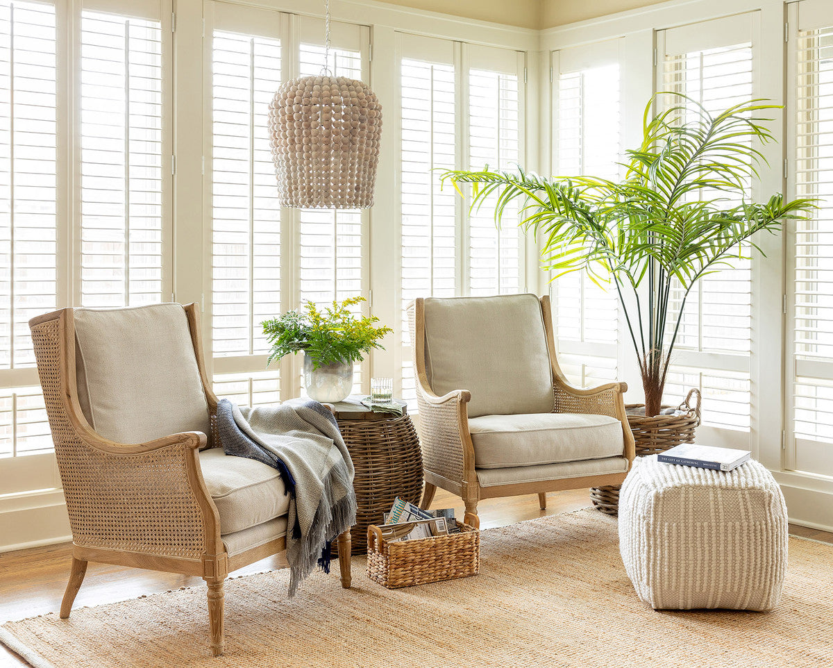 Rattan Side Table with Wood Top