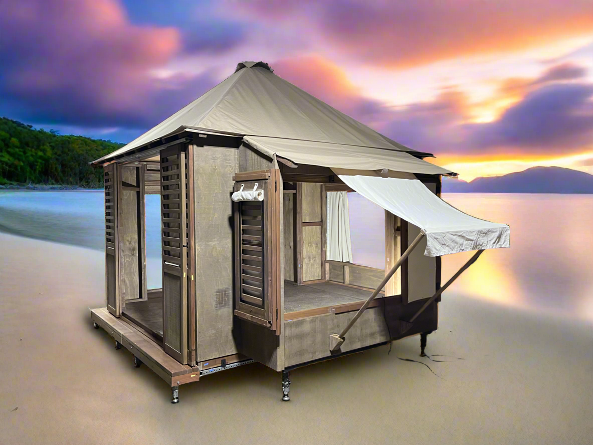 10'x10' Island Cazita - Canvas Top -  3 Pop Outs - Redwood Doors and Windows (IC104)